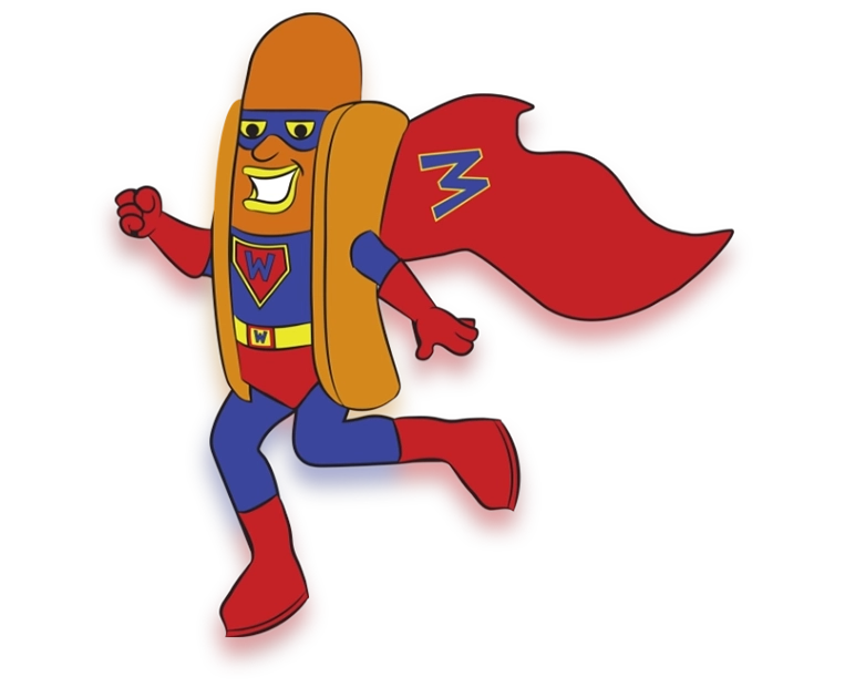Columbus 2 Hot Dog Wally’s superhero mascot